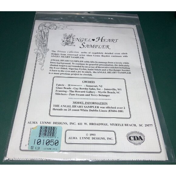 Alma Lynne Designs Angel Heart Sampler Counted Cross Stitch Kit - Picture 2 of 2